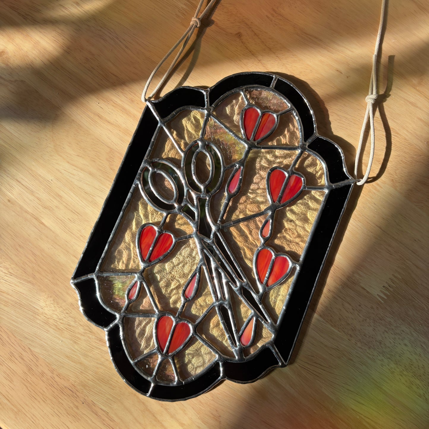 Bleeding Hearts Stained Glass Panel