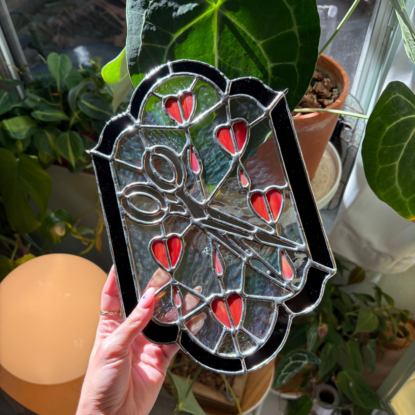 Bleeding Hearts Stained Glass Panel
