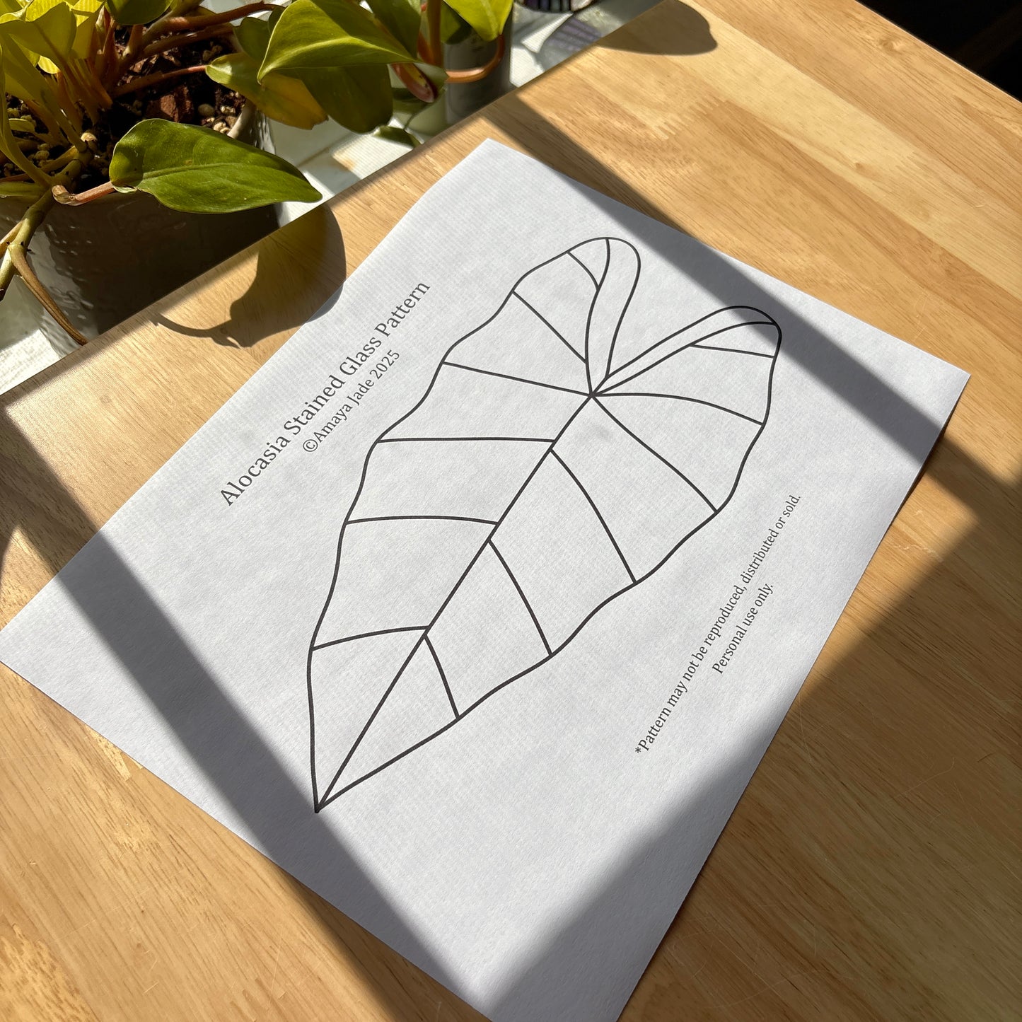 Alocasia Stained Glass Pattern