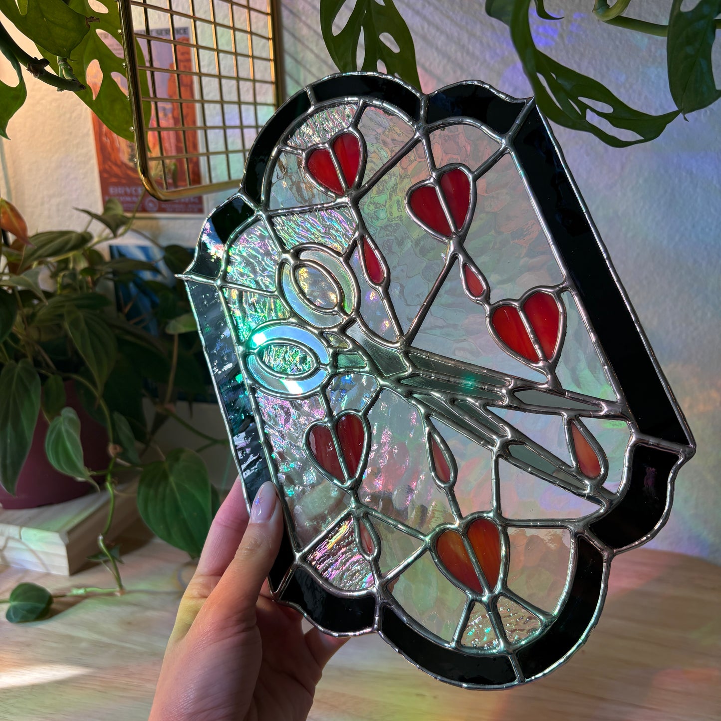 Bleeding Hearts Stained Glass Panel