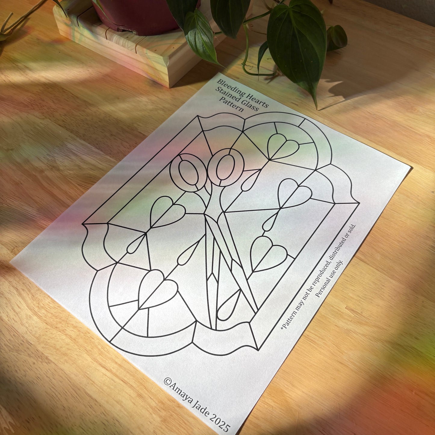 Bleeding Hearts Stained Glass Pattern