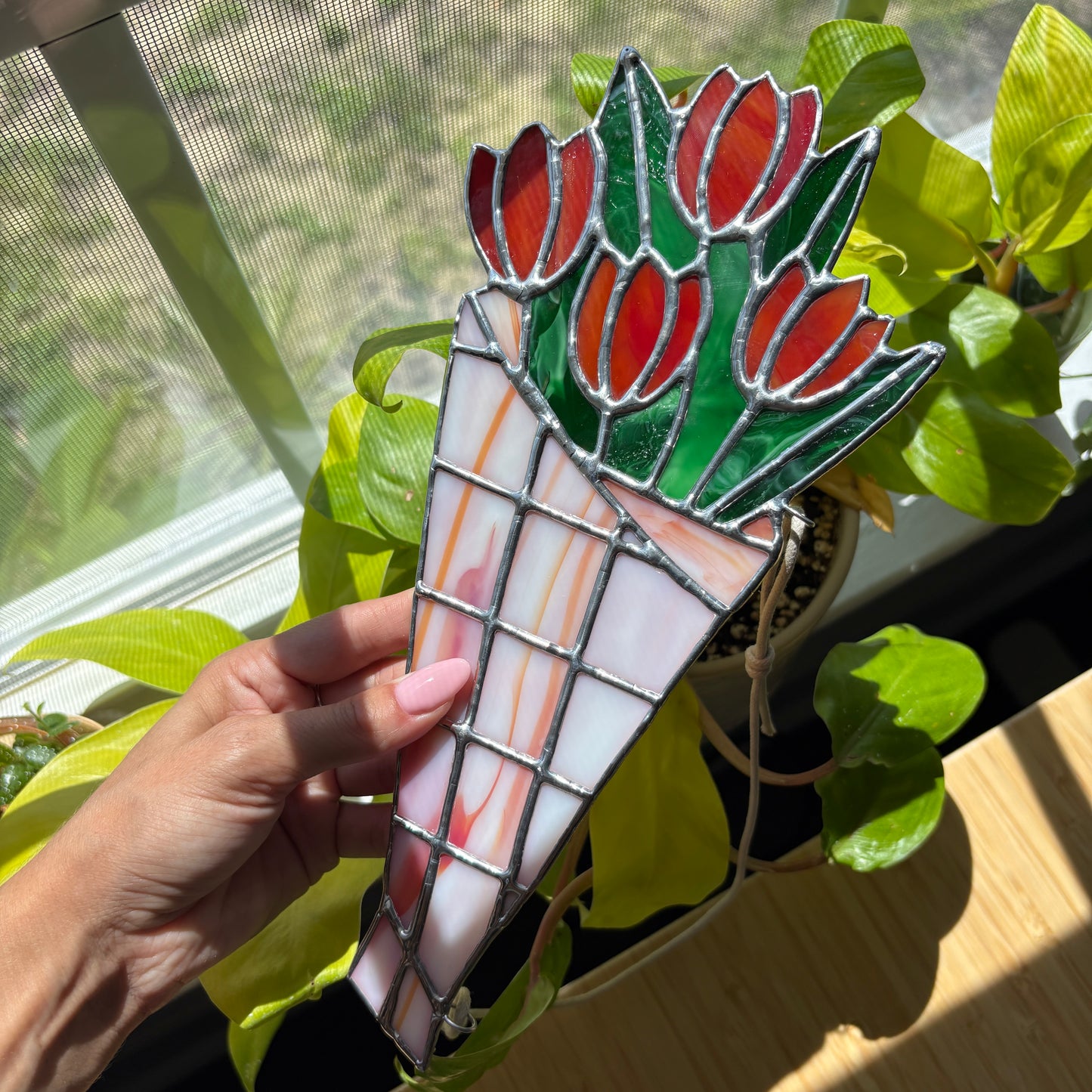 Tulip Bouquet Stained Glass Suncatcher