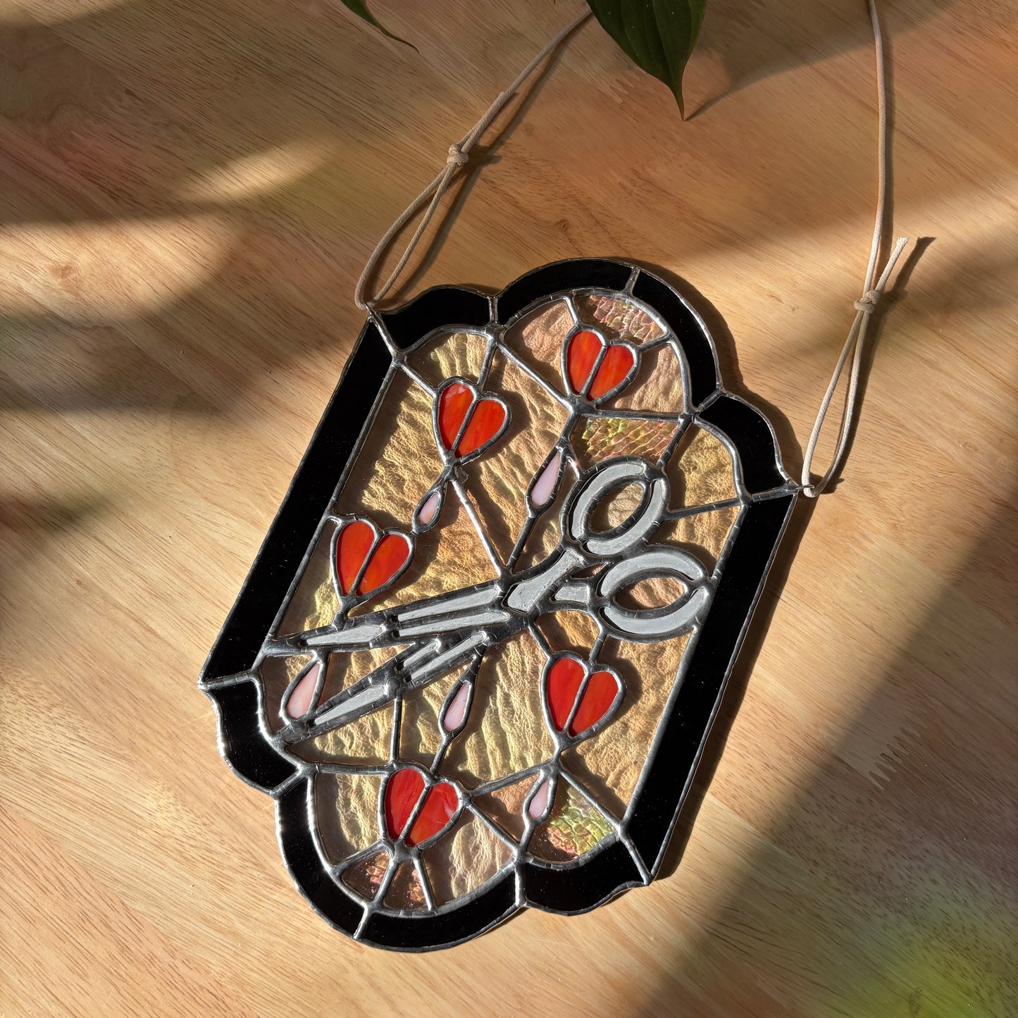 Bleeding Hearts Stained Glass Panel