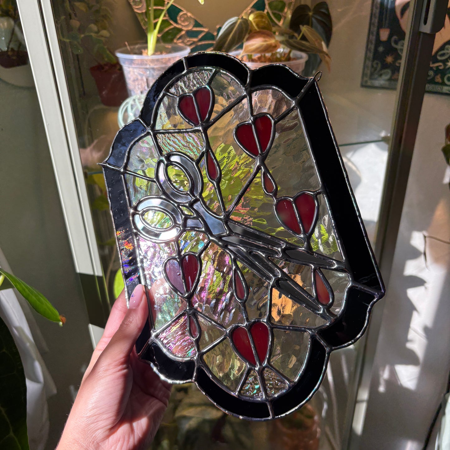 Bleeding Hearts Stained Glass Panel