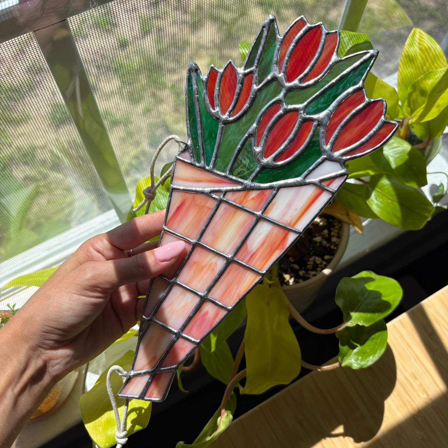 Tulip Bouquet Stained Glass Suncatcher