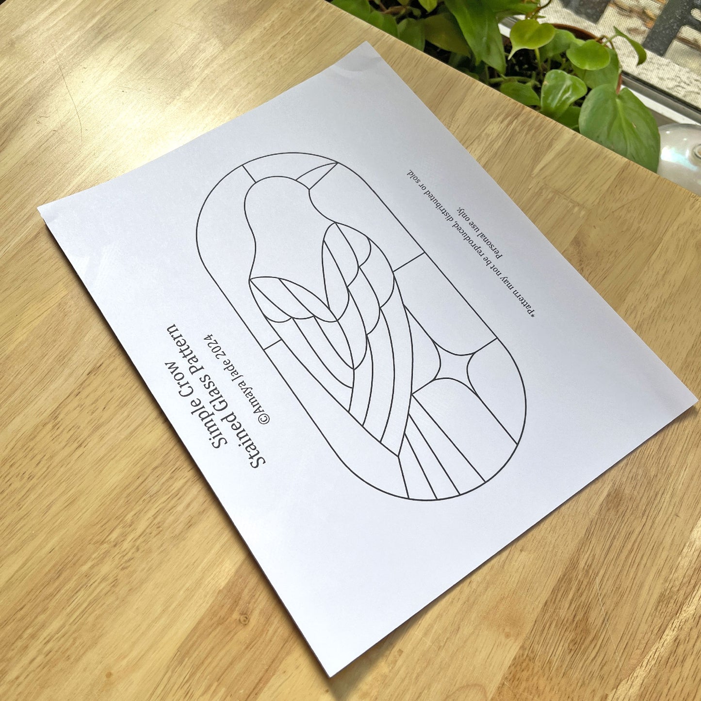 Simple Crow Stained Glass Pattern