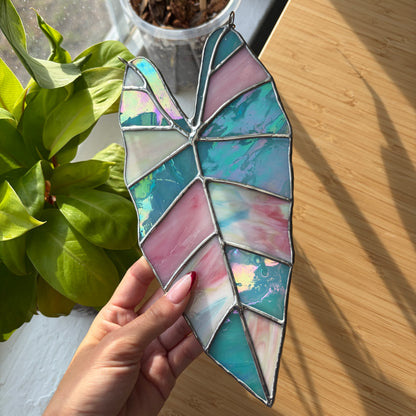 Alocasia Leaf Stained Glass Suncatcher