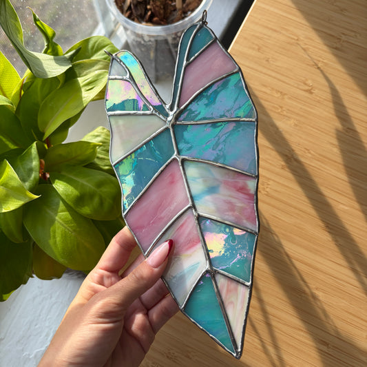 Alocasia Leaf Stained Glass Suncatcher