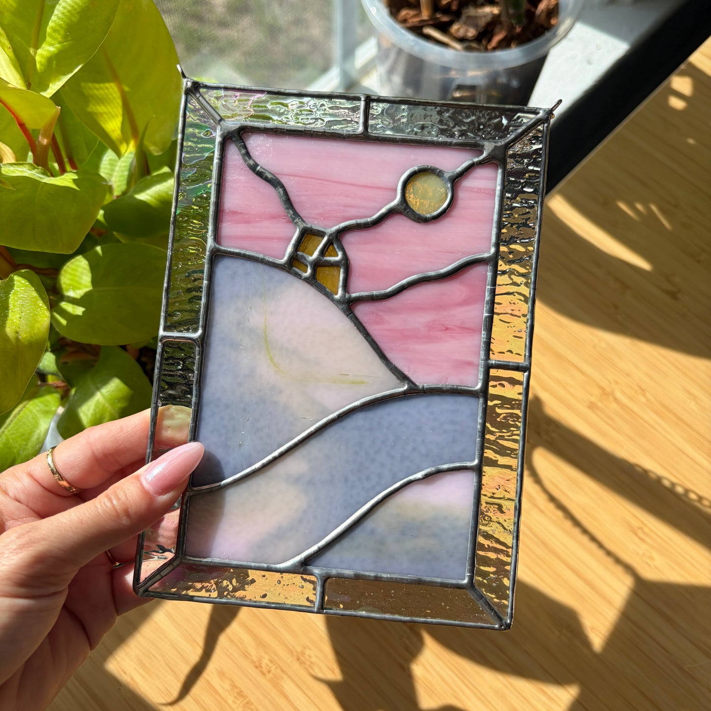 Pink Skies Stained Glass Suncatcher