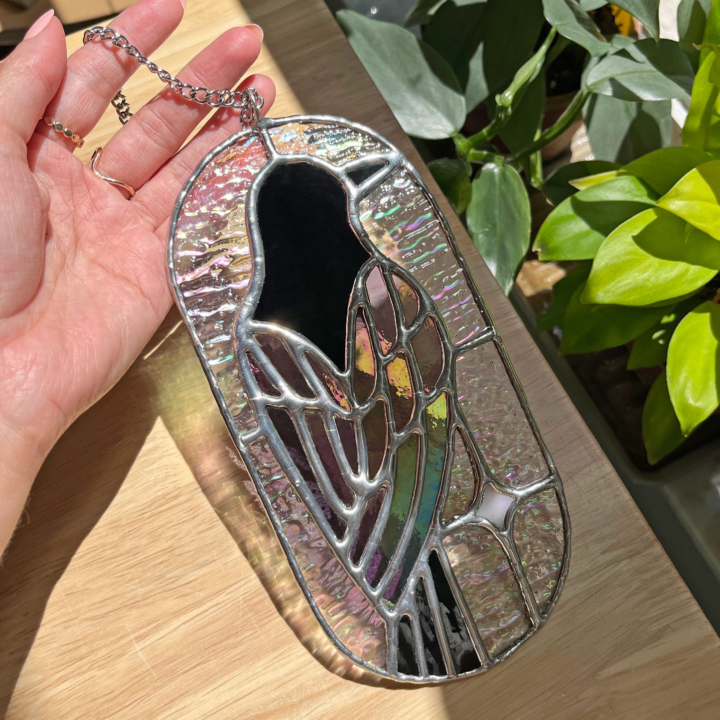 Crow Stained Glass Suncatcher (PRE-ORDER)