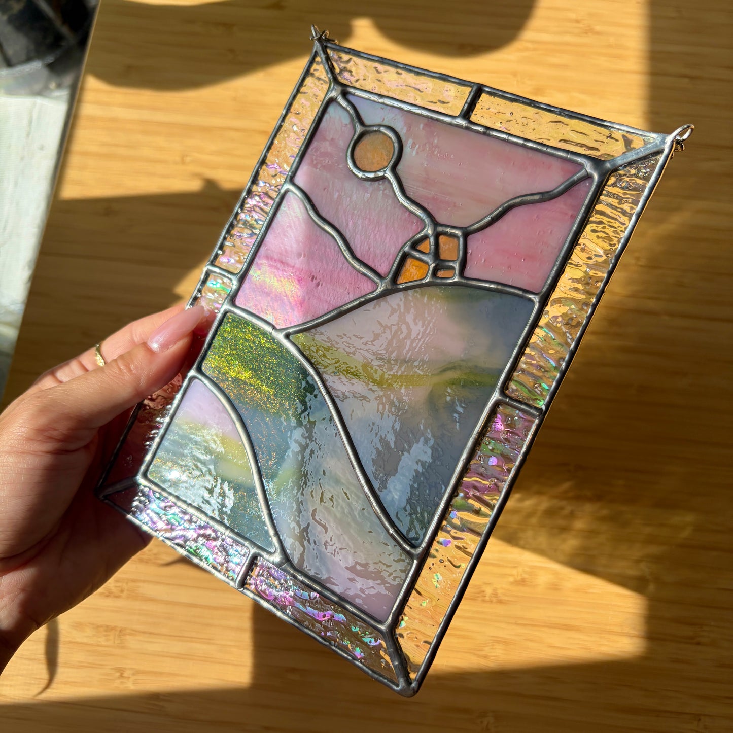 Pink Skies Stained Glass Suncatcher