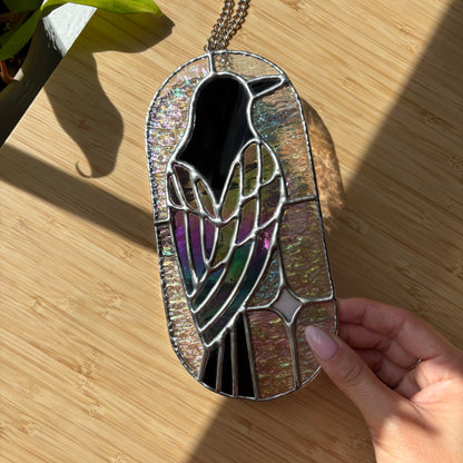 Crow Stained Glass Suncatcher Pre-Order