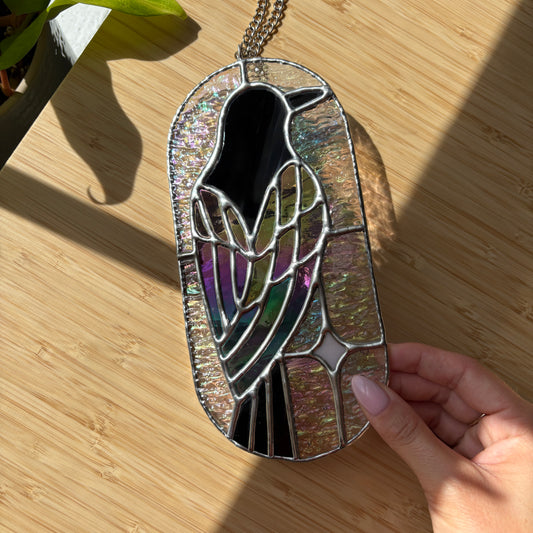 Crow Stained Glass Suncatcher Pre-Order