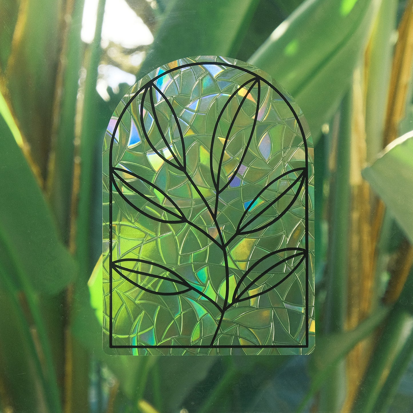 Leaves Stained Glass Window Cling