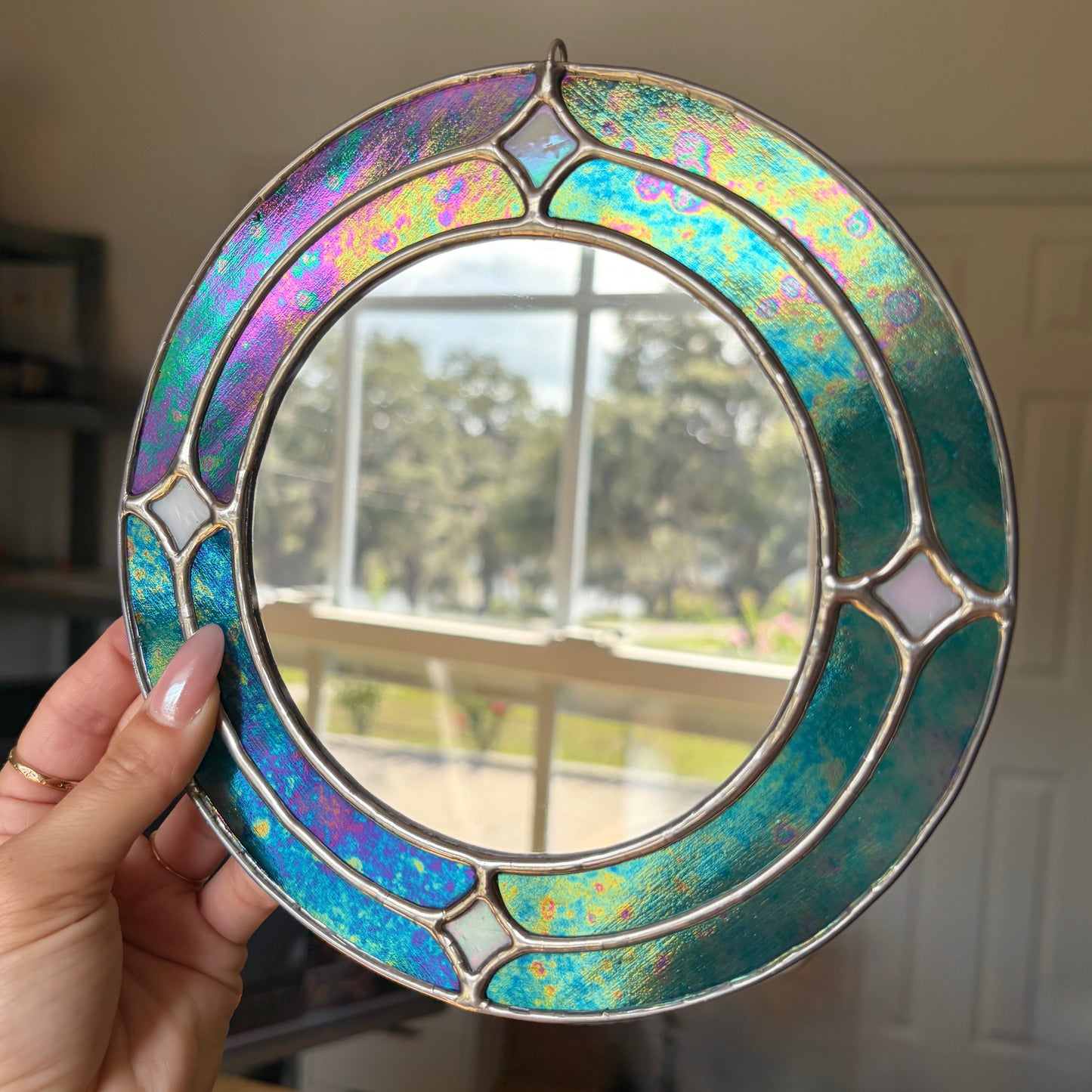 Circle of Stars Stained Glass Mirror