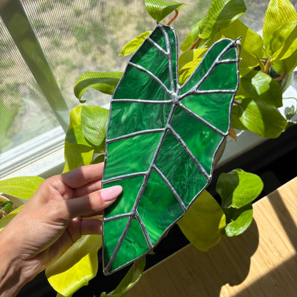 Alocasia Leaf Stained Glass Suncatcher