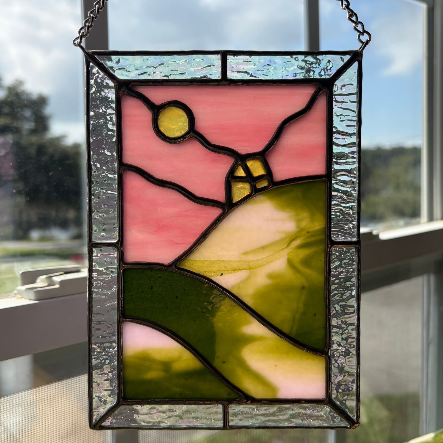 Pink Skies Stained Glass Suncatcher