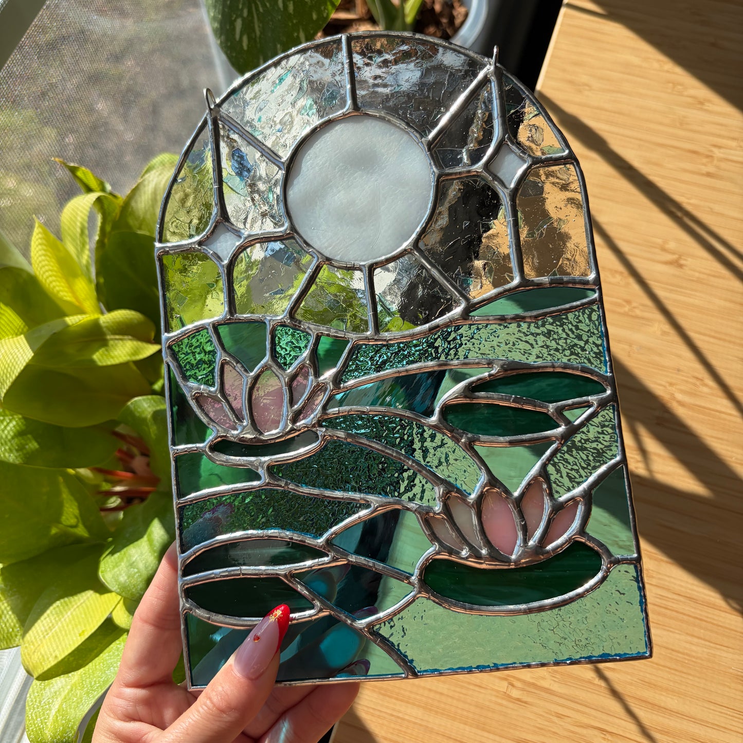 Water Lily Stained Glass Suncatcher