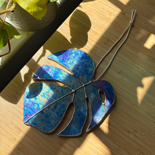 Monstera Leaf Stained Glass Suncatcher