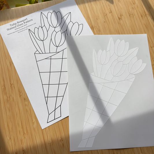 Tulip Bouquet Stained Glass Sticker Pattern