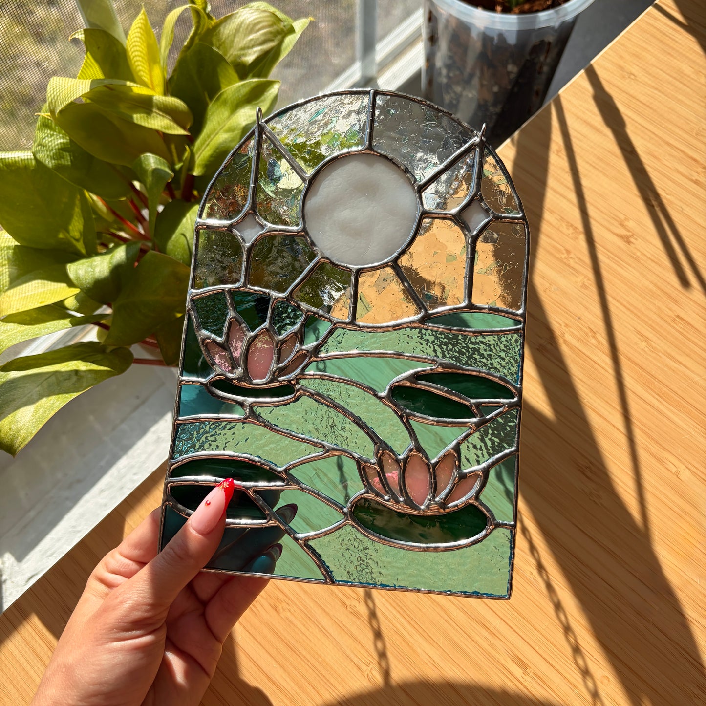 Water Lily Stained Glass Suncatcher