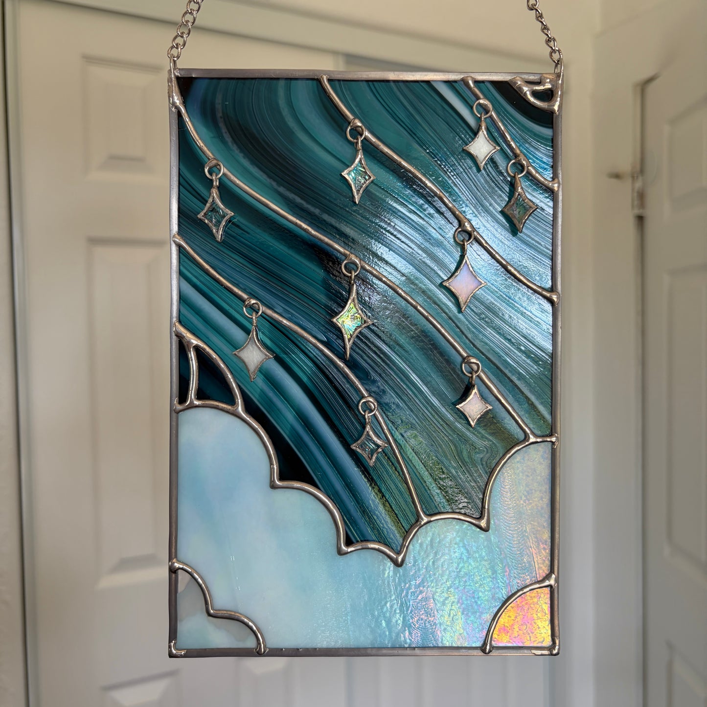 Starry Sky Stained Glass Panel