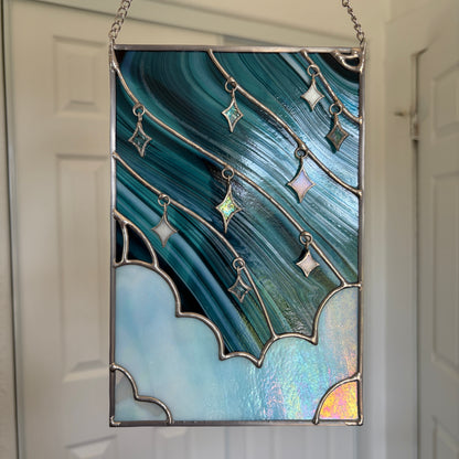 Starry Sky Stained Glass Panel
