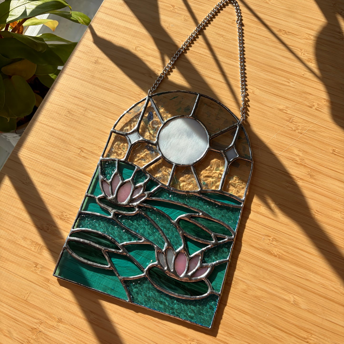Water Lily Stained Glass Suncatcher