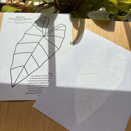 Alocasia Stained Glass Sticker Pattern
