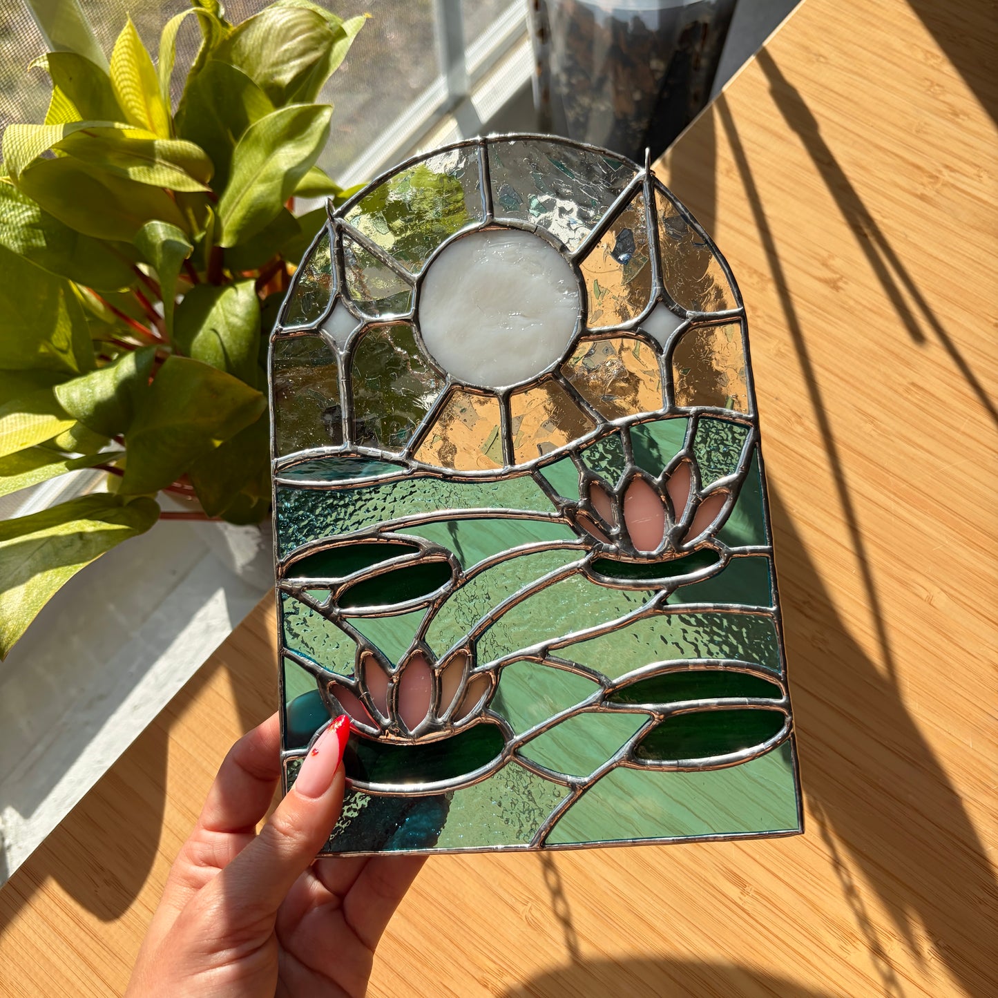 Water Lily Stained Glass Suncatcher