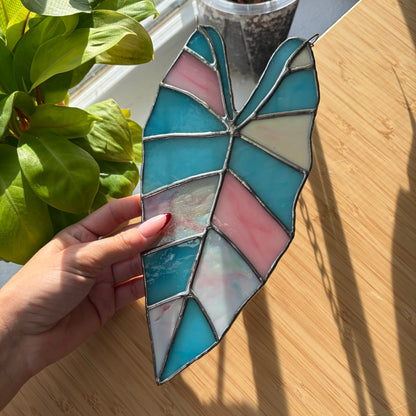 Alocasia Leaf Stained Glass Suncatcher