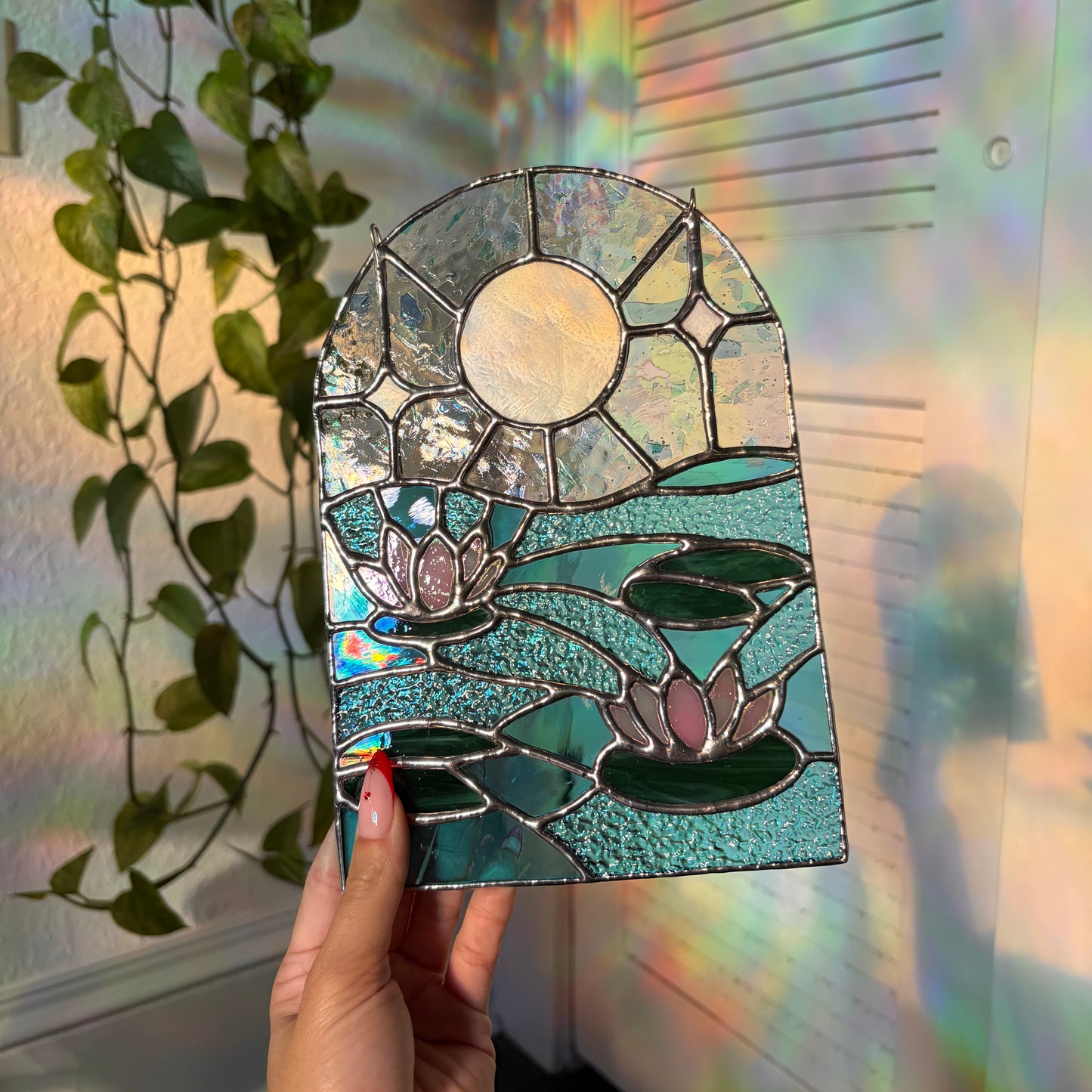 Water Lily Stained Glass Suncatcher