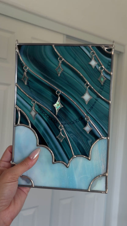 Starry Sky Stained Glass Panel