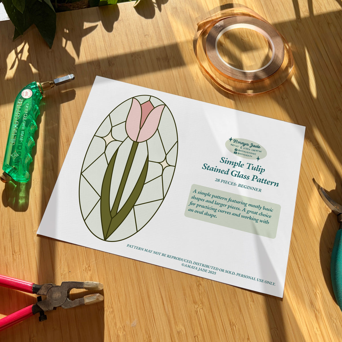 Simple Tulip Stained Glass Pattern